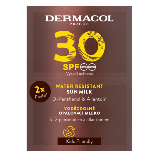 Losion mbrojtës ndaj diellit Dermacol Water Resistant Sun Milk SPF 30, 2 x 15 ml