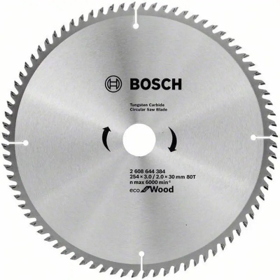 Teh rrethor Bosch Saw Blade 254mm, 80 dhëmbë, për dru