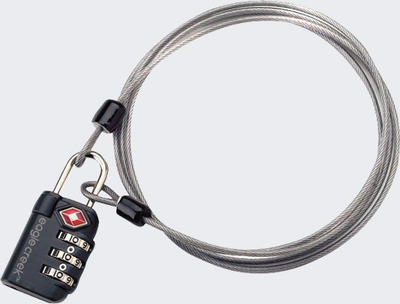 Bravë udhëtimi Eagle Creek 3-Dial TSA Lock &amp; Cable, me kombinim 3-shifror, kabllo metalike, grafit