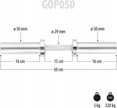 Shufër olimpike Drawbar HMS GOP050, 5 kg, çelik krom