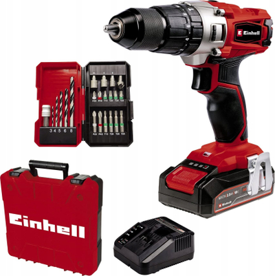 Trapano vidhosëse Einhell TE-CD 18/2 Li-i, 18V, bateri 2.5Ah, e kuqe