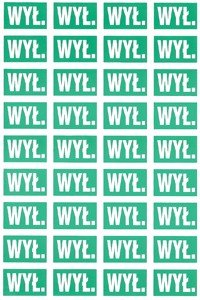 Tablica oznacznikowa NOZ WYLACZ samoprzylepna 36szt. NOZ-WYL