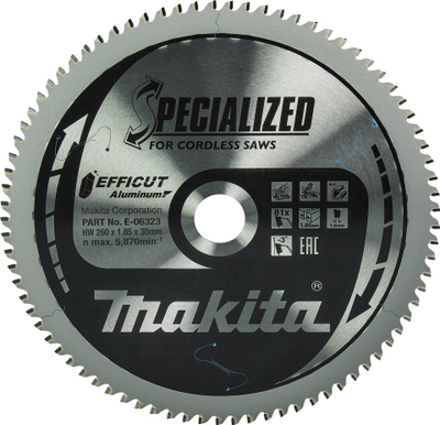 Teh rrethor Makita Specialized Efficut E-06323, 260mm, vrimë 30mm, për metal