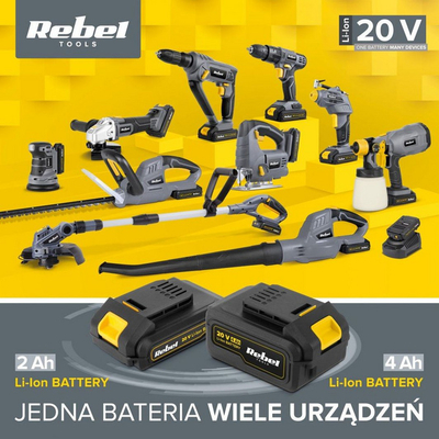 Karikues baterish Rebel, 20 V, i zi