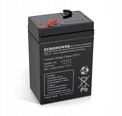 Bateri UPS Europower EP4.5-6, 6V, 4.5Ah, e zezë
