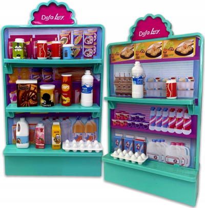 Set lodër Defa Lucy Supermarket, kukull 30 cm, pajisje marketi, shumëngjyrësh