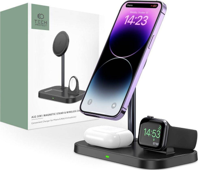 Полнач Tech-Protect MagSafe Tech-protect Qi15W A22 3in1, црна боја