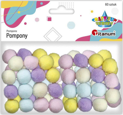 Pompomë artizanale Titanum Polyester 16mm, set 60 copë, shumëngjyrëshe