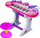 Piano lodër Leantoys, me mikrofon, me stol, rozë