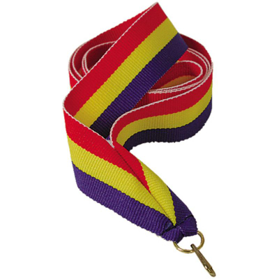 Shirit medaljeje Victoria Sport Ribbon, 22 mm, metalik, kuqe verdhë vjollcë
