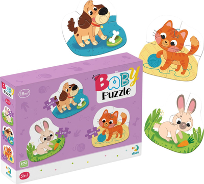 Puzzle 3 në 1 për fëmijë Dodo Pets DO300395, me 2 3 dhe 4 pjesë, shumëngjyrësh