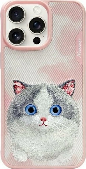 Maskë telefoni Nimmy Big Eyed Pet 2.0 Cat për iPhone 15 Pro Max 6.7", mbrojtje e plotë, rozë