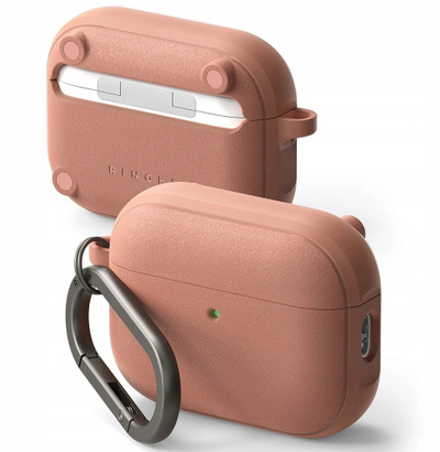 Mbështjellës Ringke Onyx Magnetic MagSafe për Apple AirPods Pro 3, TPU, me karabinë, ngjyrë korale