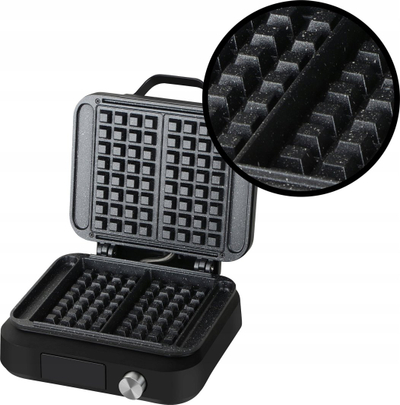 Pjekëse waffle Lovio Home PerfectCrisp LVWF002BK, 2200W, 2 waffle XXL, e zezë