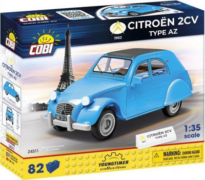 Blloqe ndërtimi Cobi Citroen 2CV Type AZ 1962 (24511), 82 elemente, kaltër