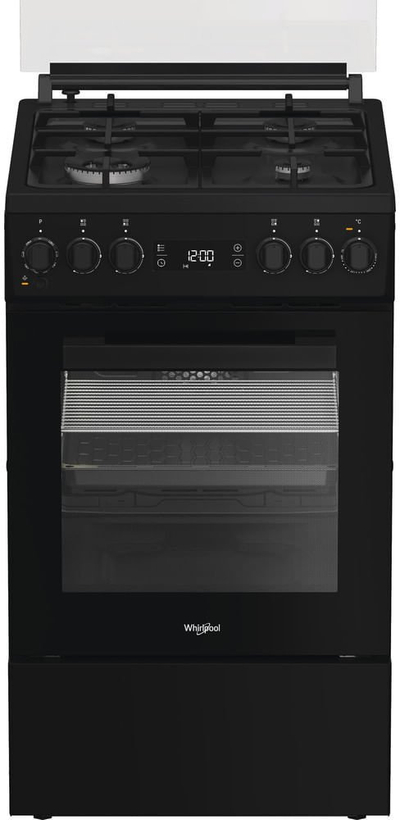 Shporet Whirlpool W5G8LMSWTB, me gaz dhe me furrë elektrike, 60L, 50cm, i zi