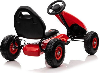Go kart me pedale për kalamoj G208, sedilje që rregullohet, fren me dorë, i kuq
