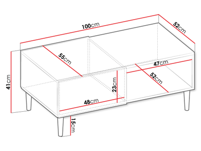 Tavolinë për kafe Sorleto 1K (100 x 41 x 52)