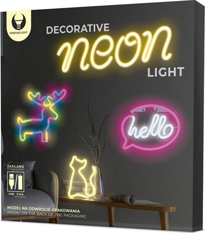 Dritë dekorative Forever Light Neon Hello, LED, USB dhe 3xAA, rozë e bardhë