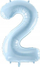Balon helium Partydeco numri 2, 72cm, blu e çelët