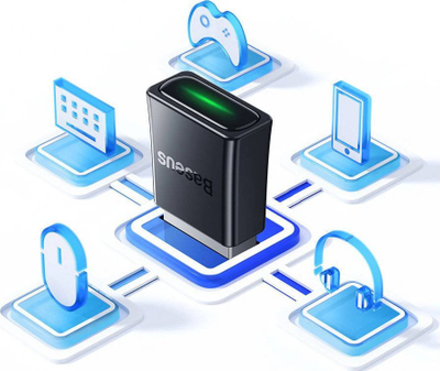 Bluetooth адаптер Baseus BA07, USB, Bluetooth 5.3, црн