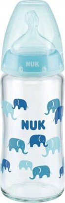 Шише за бебиња NUK First Choice+, 240 ml, стаклено, бело