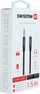 Kabllo audio Swissten Textile, 3.5mm mashkull në 3.5mm femër, 1.5m, e zezë