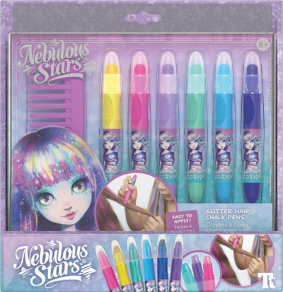 Молив за бојадисување коса Nebulous Stars Glitter Hair Chalk Pens, со сјај, 1 парче