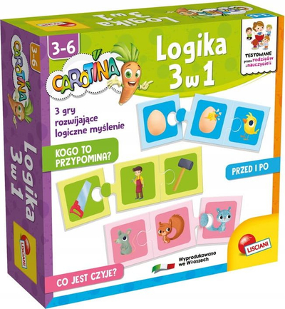 Lojë edukimi Lisciani Carotina Logjika 3 në 1, 24 puzzle, për kalamaj 3+