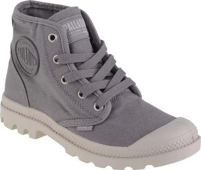 Çizme Palladium Pampa Hi për goca, kanavacë pambuku, shollë gome, gri flanel