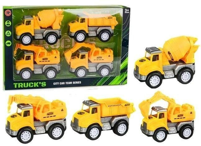 Set lodrash kamionë ndërtimi City Car Team, 4 copë, plastikë, të verdhë