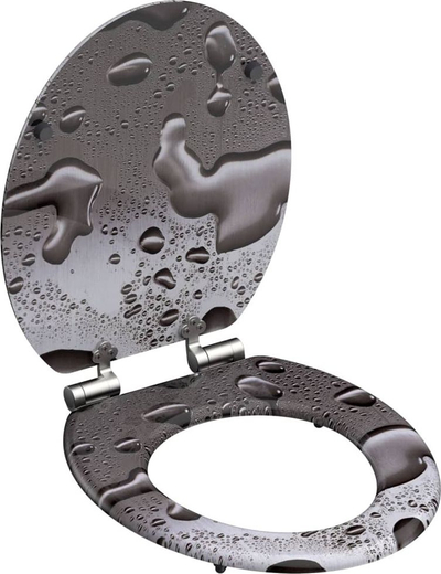 Sedilje tualeti SCHÜTTE Greysteel, mbyllje e butë Soft Close, me motiv çelik gri