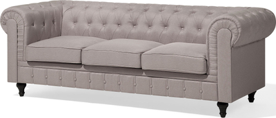 Kënd divan Chesterfield këndor, chaise majtas, 6 veta, bezhë