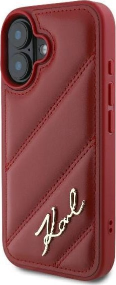 Mbrojtëse telefoni Karl Lagerfeld KLHCP16SPQDSMGR, për iPhone 16 6.1", hardcase lëkurë, e kuqe