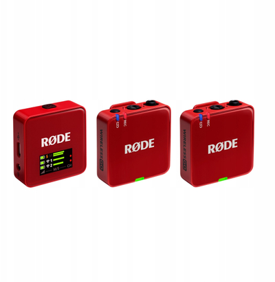 Sistem mikrofoni pa tel Rode Wireless GO Gen 3, 32 bit, 40 orë regjistrim, i kuq