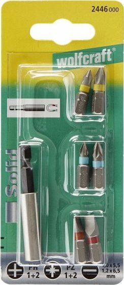 Set bitash Wolfcraft 2446000, 7 copë, slotted Phillips Pozidriv