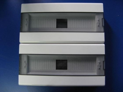 Panel elektrik i fshehur Opatówek SRP-2x18, 2x18 module, kapak transparent, i bardhë