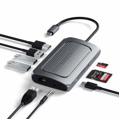 Përshtatës Satechi Aluminium USB4 Multiport 8K HDMI, i hirtë