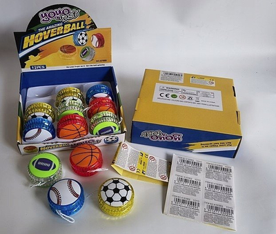 Lodër yo-yo Adar Hoverball, set 12 copë, motive sportive, shumëngjyrëshe