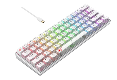 Tastierë gaming Havit KB903L, 61 taste, RGB, transparente e bardhë