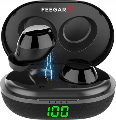 Kufje wireless Feegar AIR100 Pro, Bluetooth 5.0, me kuti karikimi, të zeza