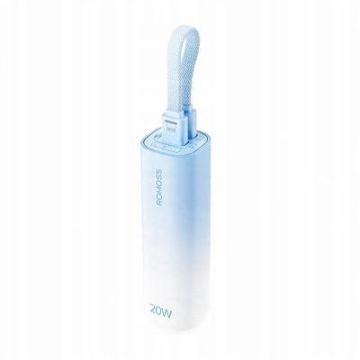 Powerbank ROMOSS Mini PSC05C, 5000 mAh, kabllo 3 në 1, blu