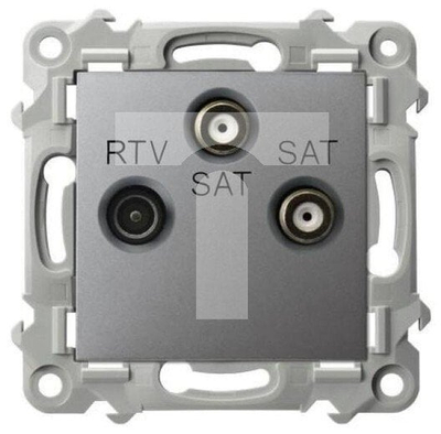 Ѕидна приклучница TV SAT Zamel Szafir GPA Z2S M 70, 2 излеза SAT, сива мат
