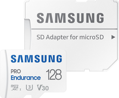 Kartë memorje microSD Samsung PRO Endurance, 128GB, Class 10 U3, e bardhë