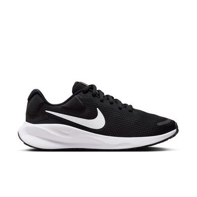 Atlete Nike Revolution 7 për goca, rrjetë e ajrosme, shollë me shkumë, të zeza me të bardha