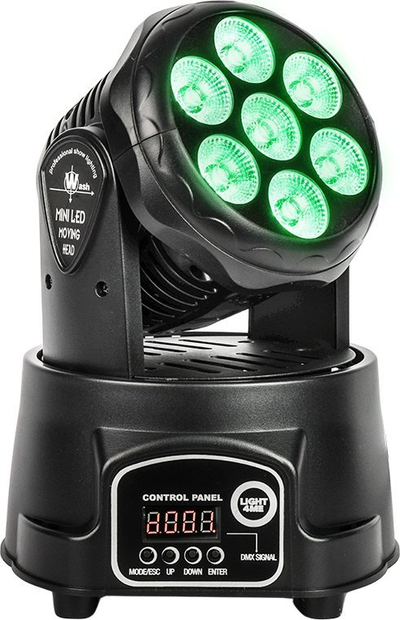 Reflektor LED që lëviz Light4Me COMPACT PMH 7x8W, RGBW, DMX512, i zi