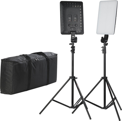 Set drita LED Quadralite Thea 450 Panel Kit, 2 panele, ngjyra e dritës me rregullim, i zi