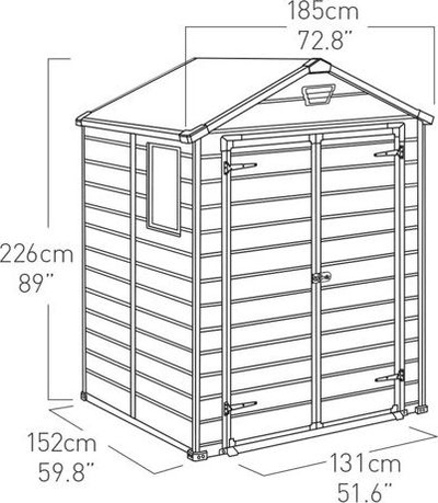 Strehë kopshti plastike Keter Manor, 6' x 5', 1.85m x 1.52m, gri