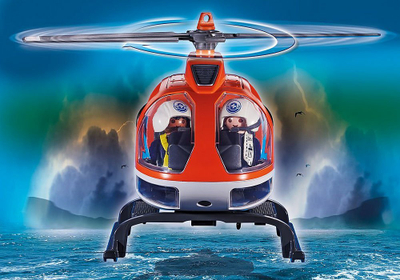 Set lodër Playmobil Coastal Fire Mission 70491, 55 pjesë, me helikopter edhe varkë shpëtimi, shumëngjyrësh