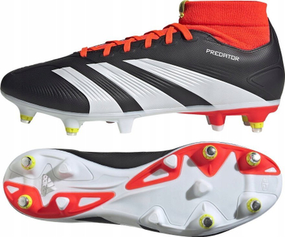 Këpucë futbolli Adidas Predator League SG M IG7741, vida metalike për fusha të buta, të zeza me të kuqe e të bardha